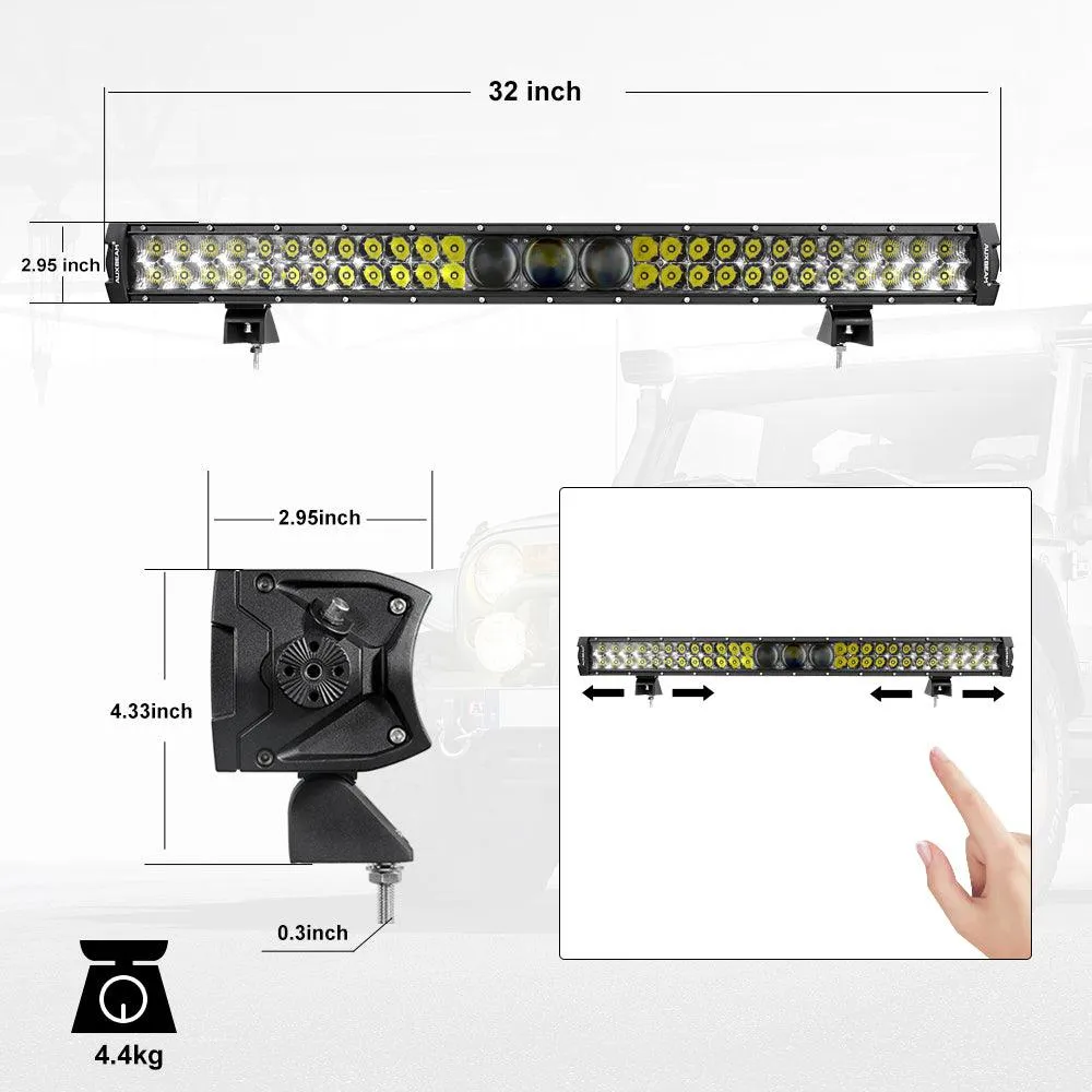 32 Inch 5D-PRO Series Dual Row LED Light Bars & Car Roof Windshield Mounting Brackets Combo for 2014-2021 RZR XP 1000 and RZR XP 4 1000 ,2016-2021 RZR 900,2016-2021 RZR-S 1000