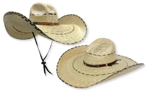 4 PACK Wide Brimmed "Natural" Straw Sun Blocker Hats! Only $8.50 ea!