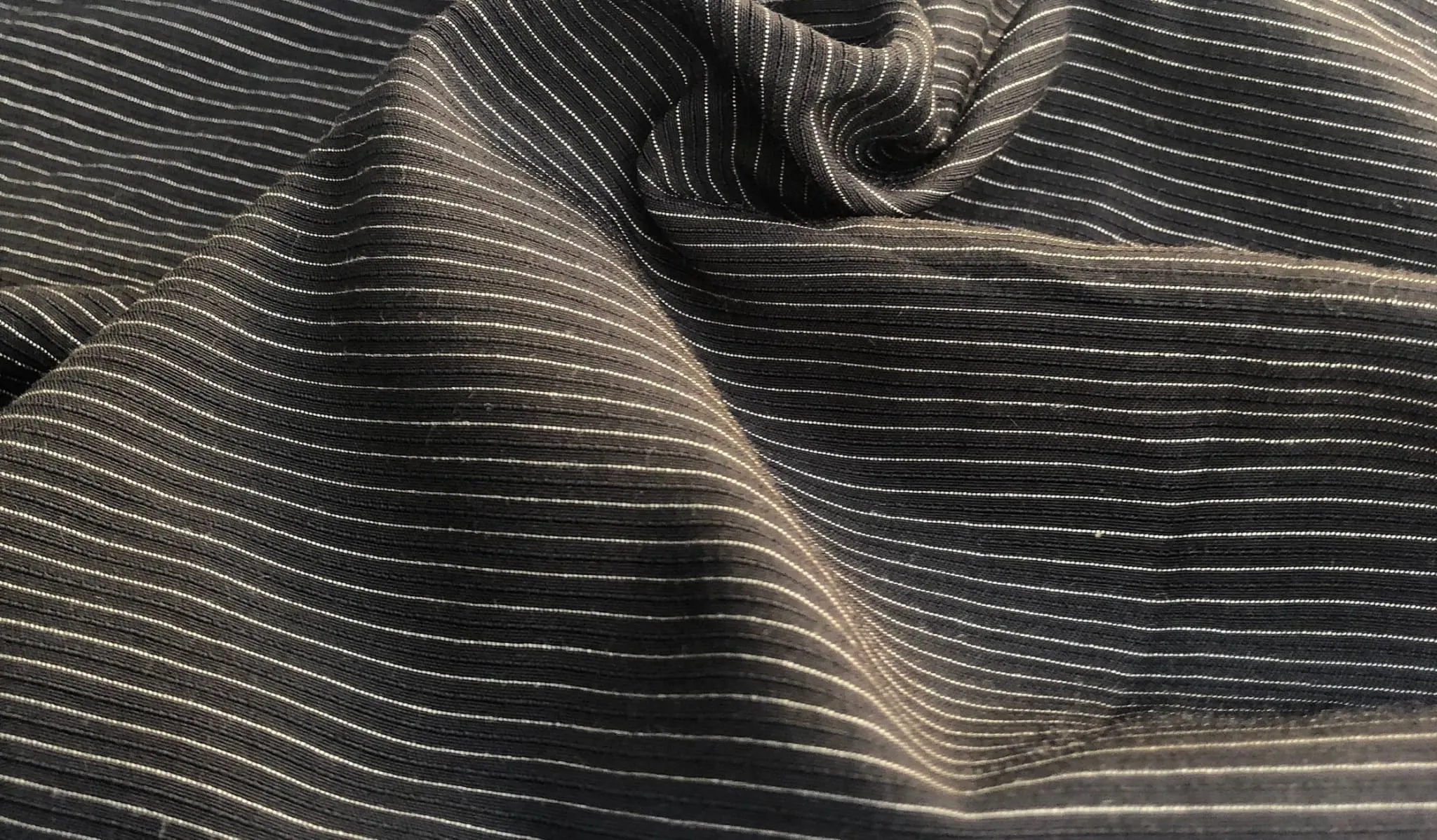 58" Black & White Cotton Lyocell Tencel Blend Striped Woven Fabric By the Yard