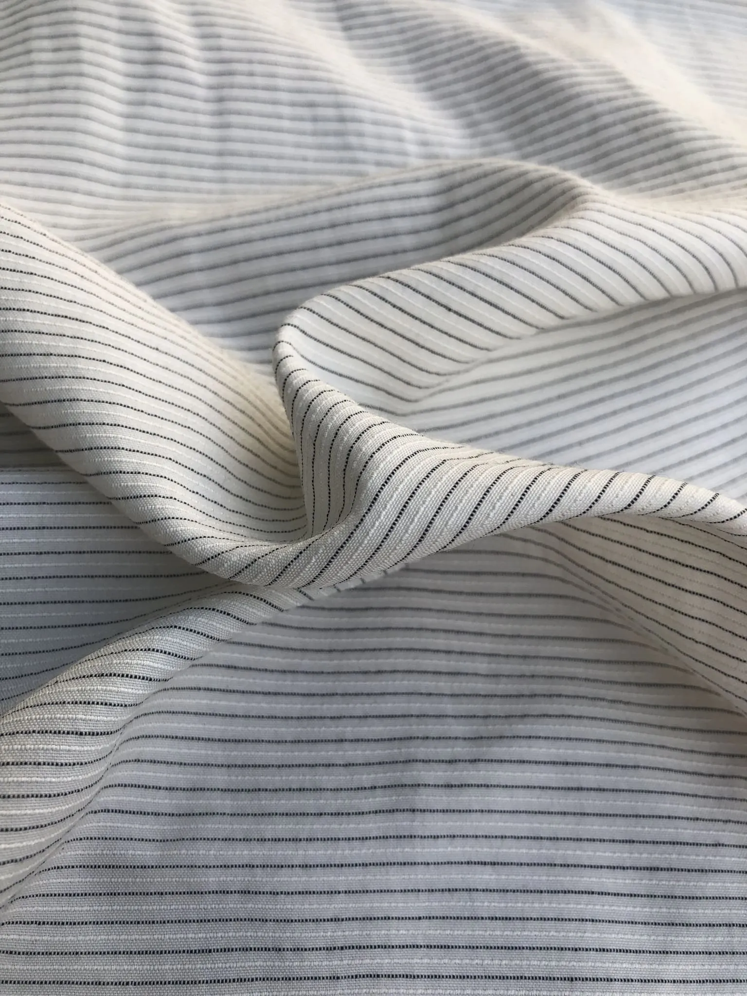 58" Black & White Cotton Lyocell Tencel Blend Striped Woven Fabric By the Yard