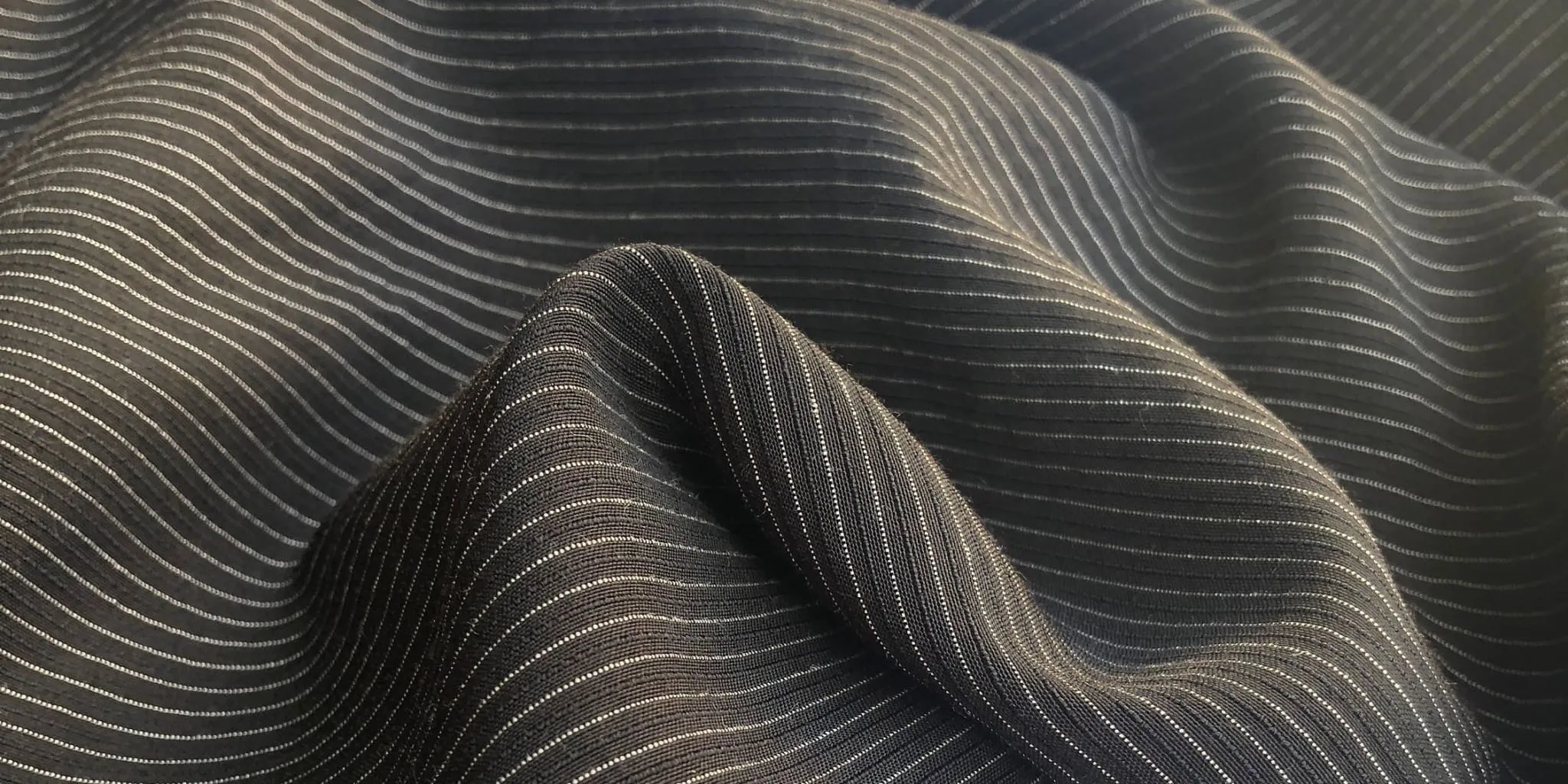 58" Black & White Cotton Lyocell Tencel Blend Striped Woven Fabric By the Yard