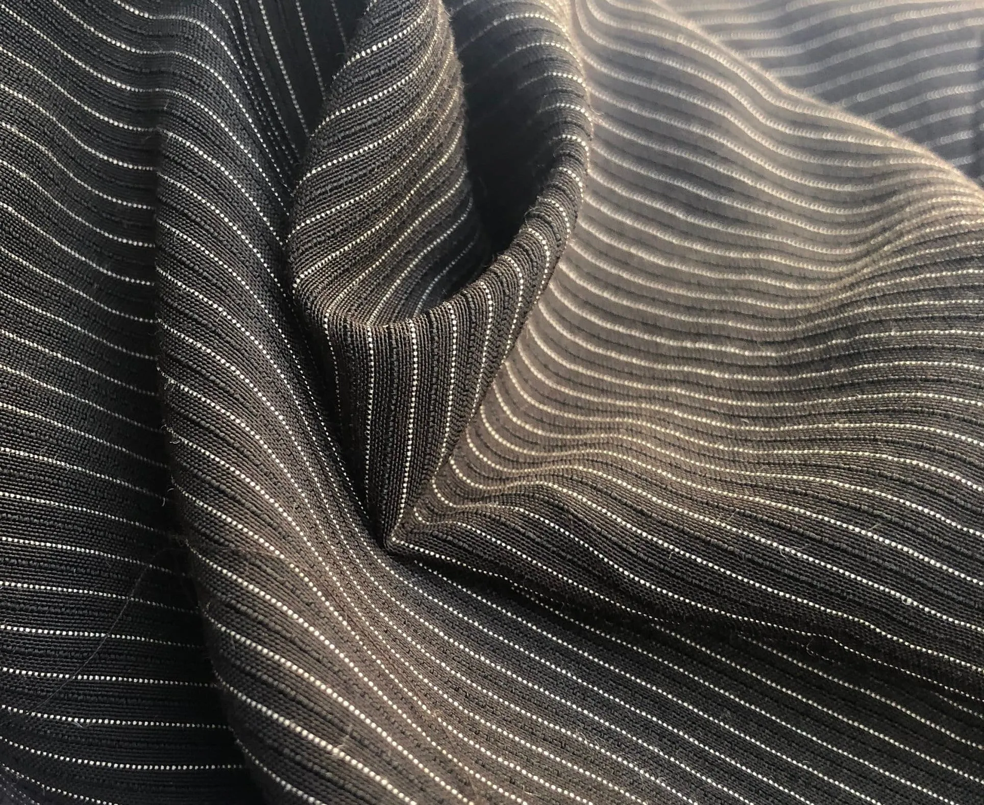 58" Black & White Cotton Lyocell Tencel Blend Striped Woven Fabric By the Yard