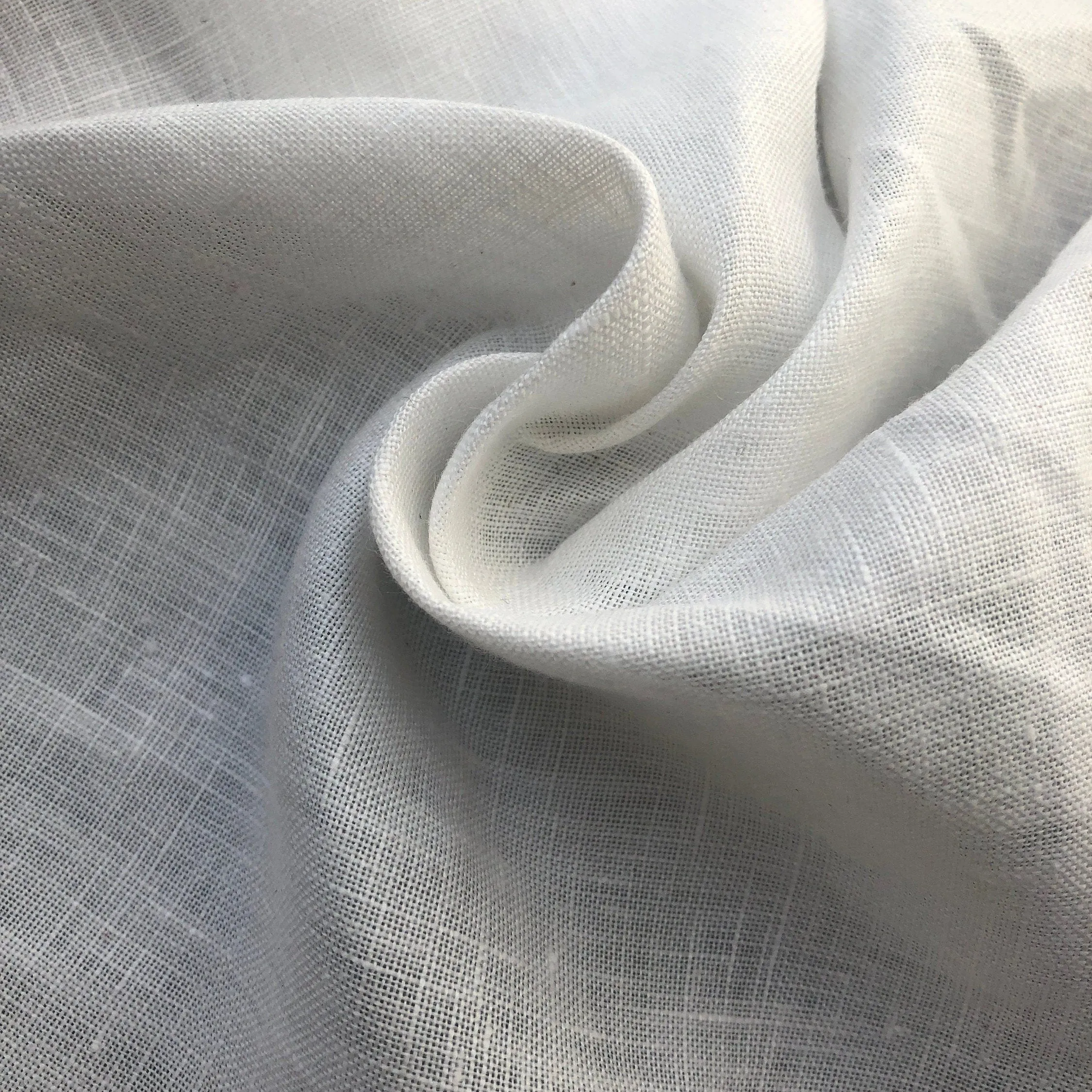 60" 100% Linen 4 OZ Handkerchief White Woven Fabric By the Yard