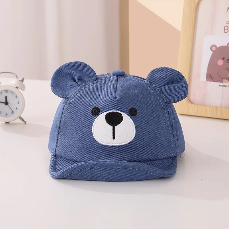 Babymoon Cotton Baby Kids Boys Girls Summer Cap Bear Design | 0-4 Years | Blue