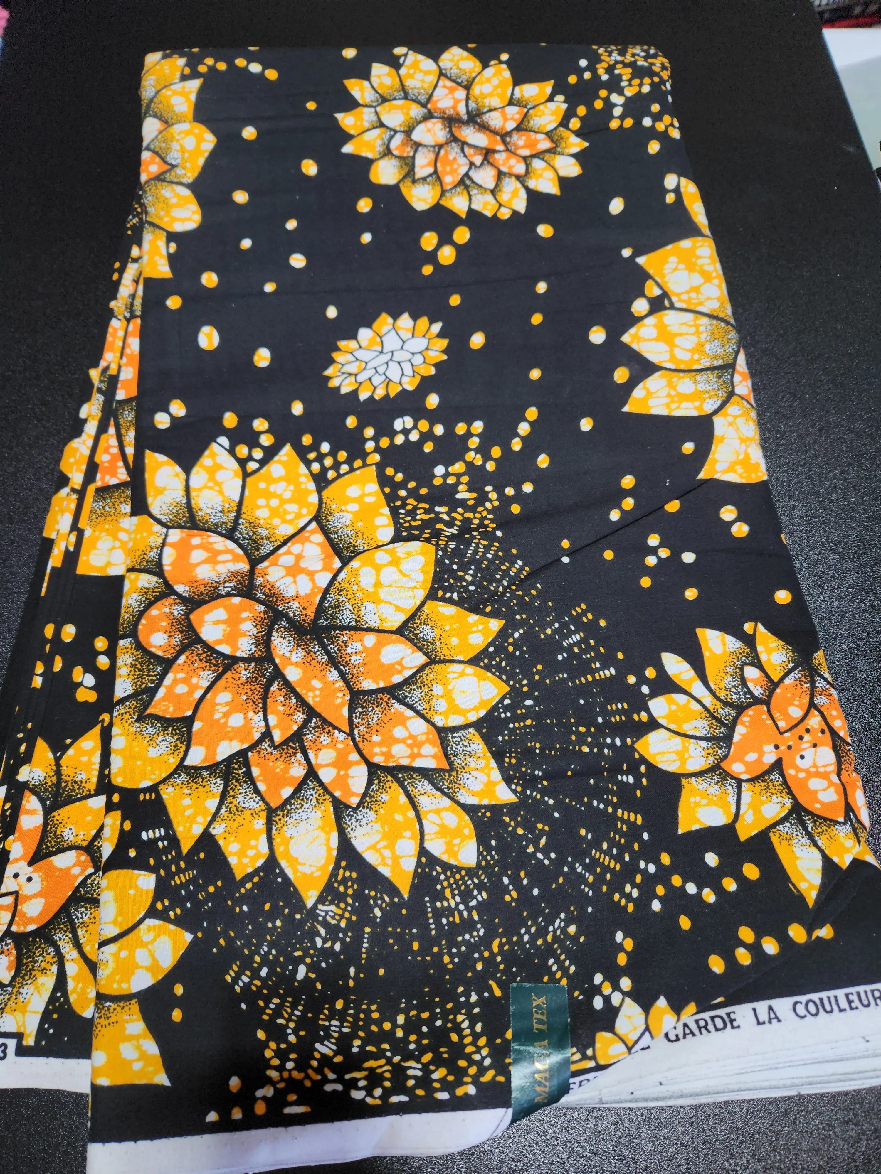 Black and Orange Ankara Print Fabric