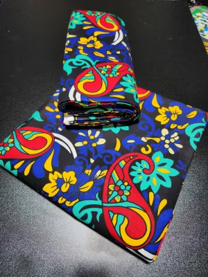 Black Ankara Print Fabric