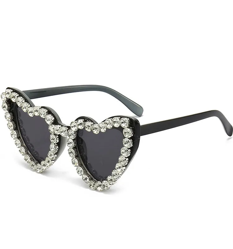 Black Heart Frame Diamond Sunglasses