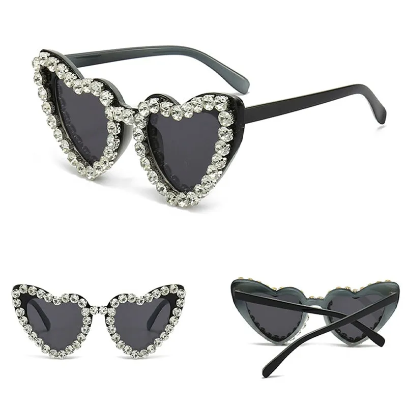 Black Heart Frame Diamond Sunglasses