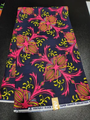 Blue and Pink Ankara Print Fabric