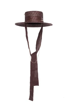 BROWN CANOTIER WOVEN HAT