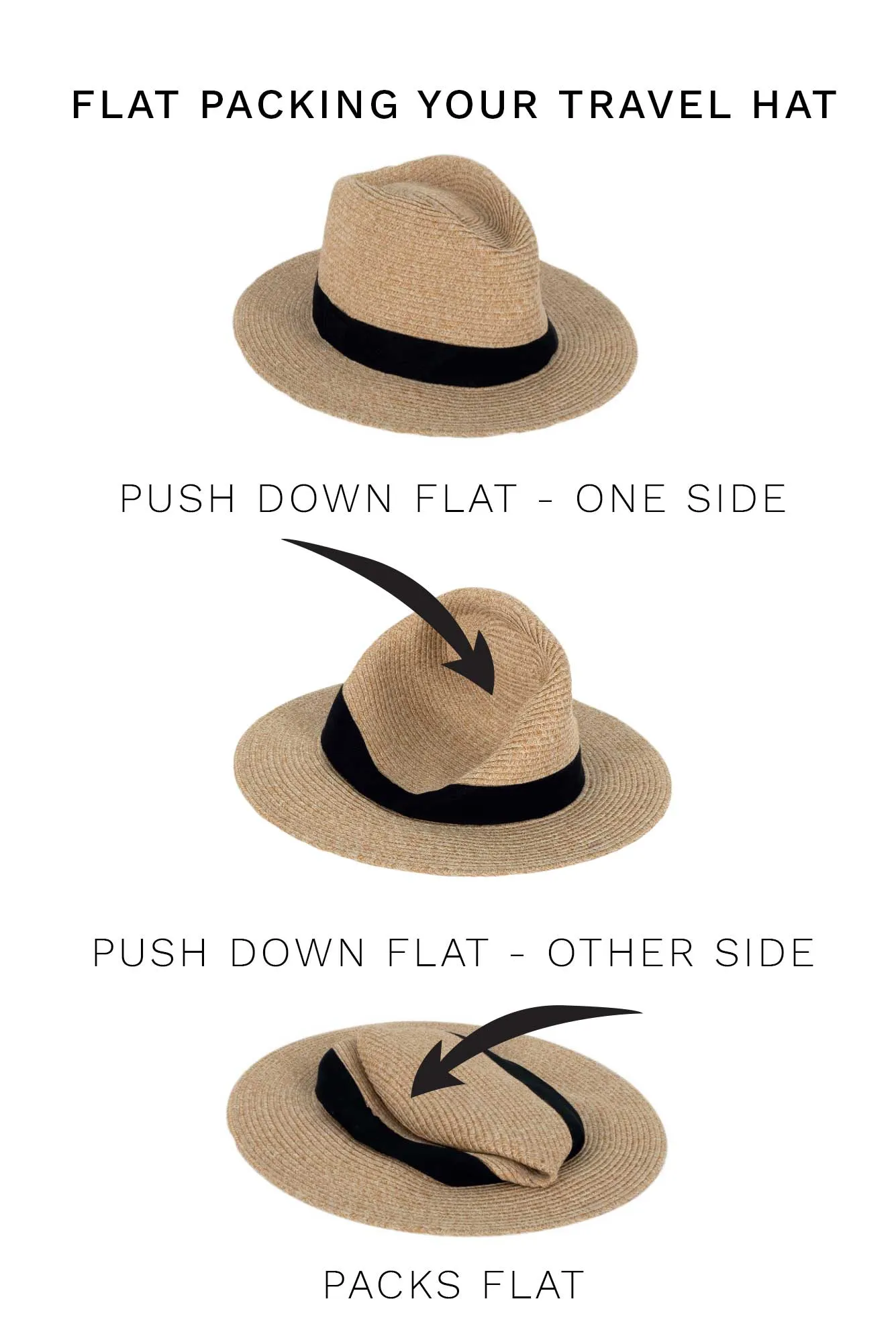 Caramel Wide Brim Travel Fedora