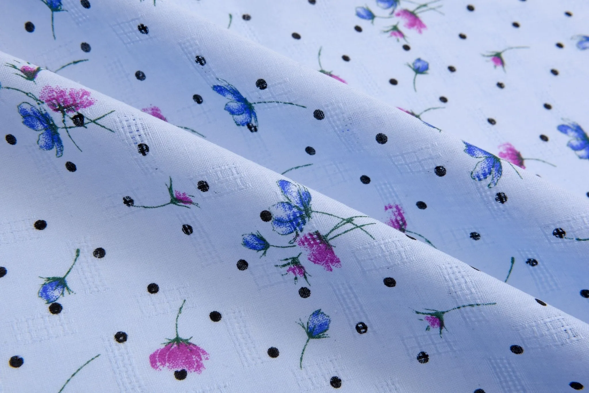 Cotton Lawn Jacquard Floral Print Fabric