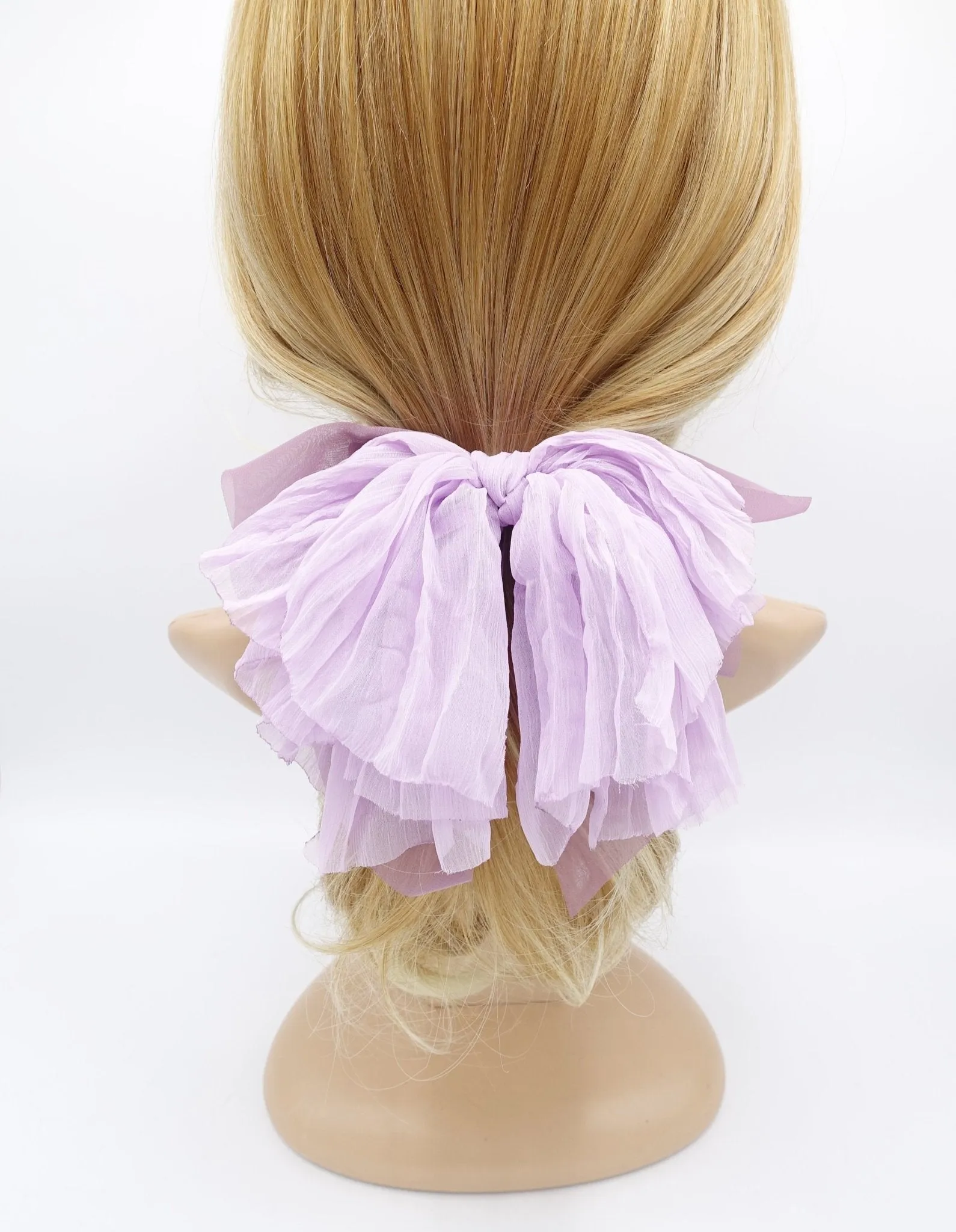 crinkled chiffon bow layered droopy hair bow women hair accessory