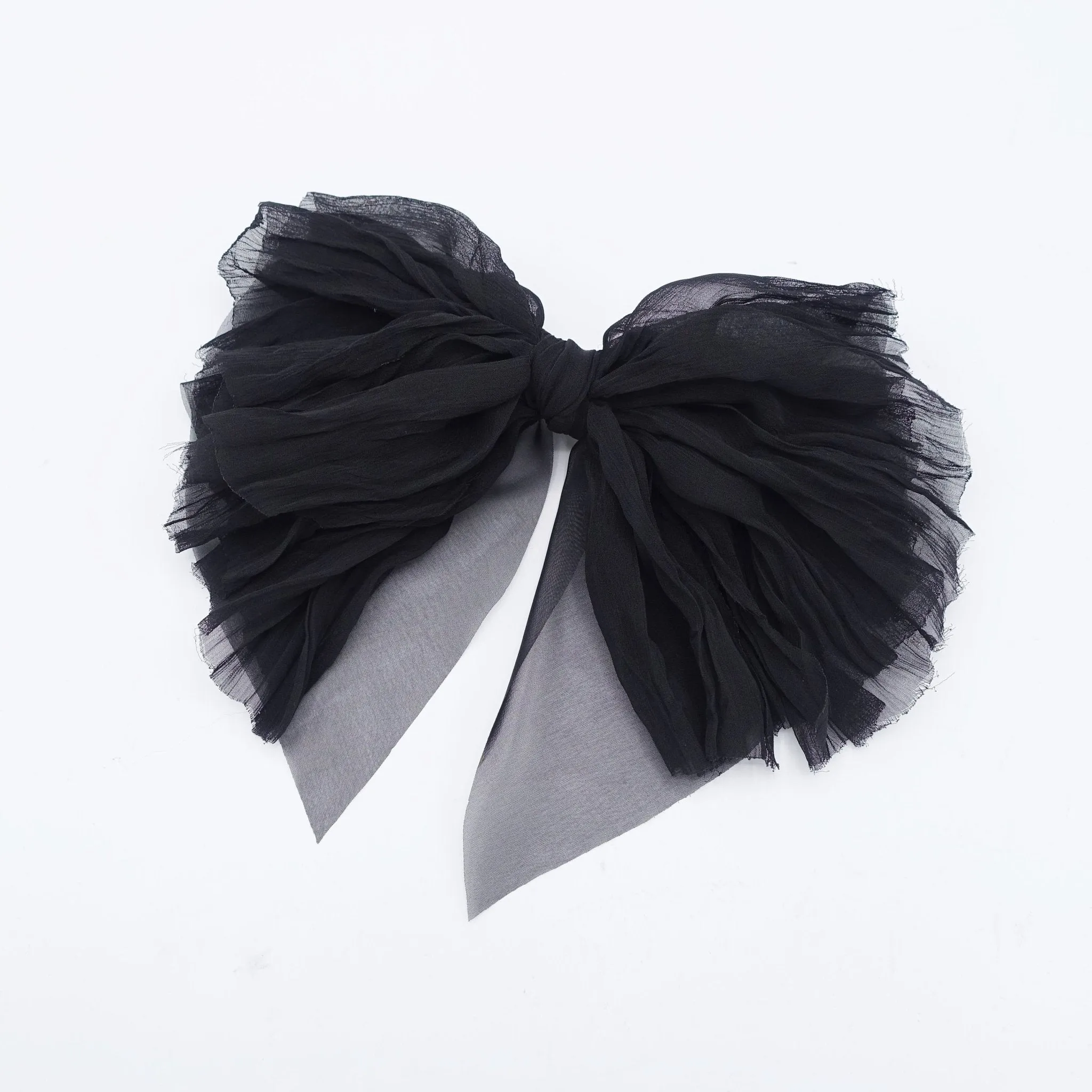 crinkled chiffon bow layered droopy hair bow women hair accessory