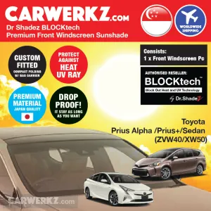 Dr Shadez BLOCKtech Premium Front Windscreen Foldable Sunshade for Toyota Prius Alpha Prius V 2012-Current (XW40)