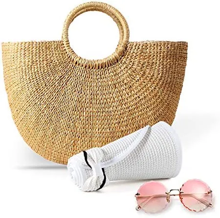 Foldable Sun Visors for Women - Beach Hat Wide Brim Sun Hat Roll Up Straw Hat