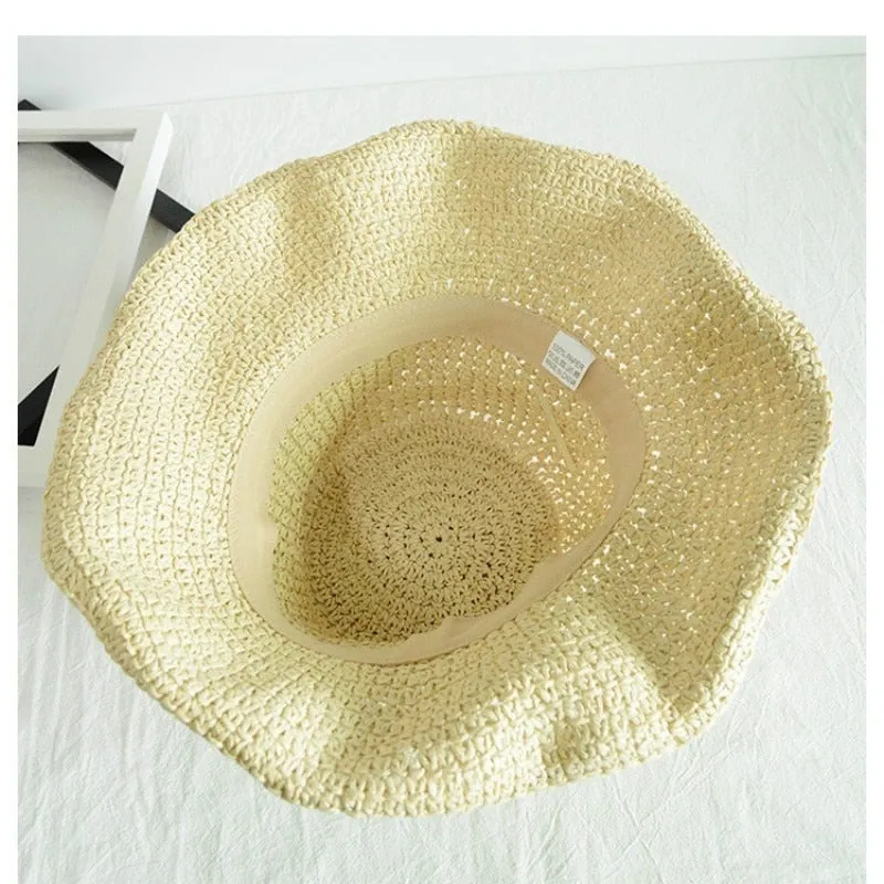 Folding Straw Hat Women's Summer Outing Sun Visor Holiday Cool Hat Seaside Beach Hat Tide Summer Hats