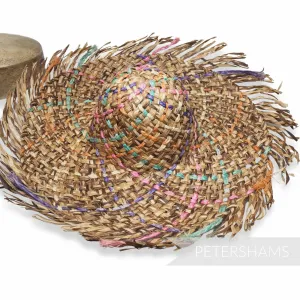 Fringed Fiesta Rainbow Dark Straw Capeline Hat Body - 12-14"