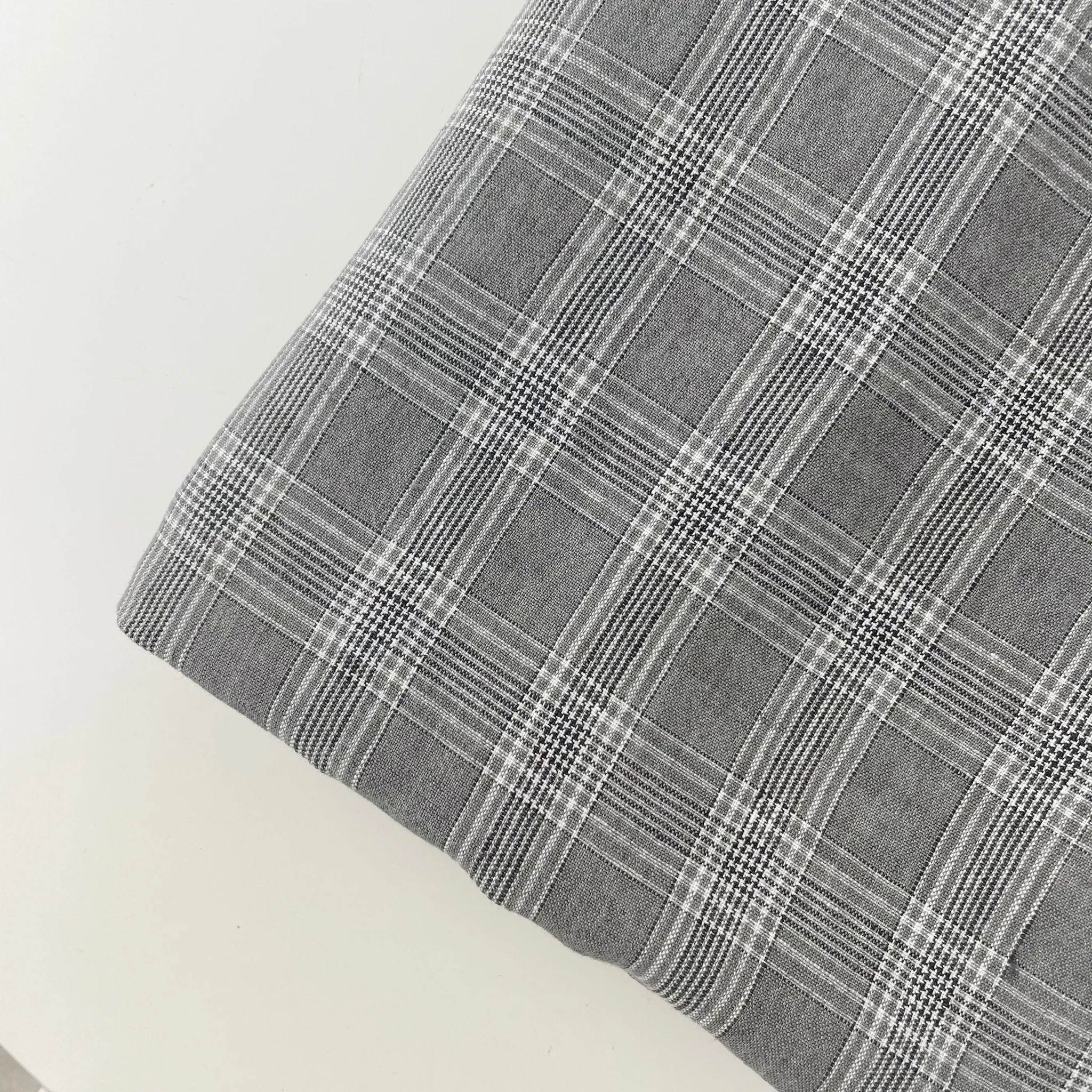 Linen Grey Check Fabric 6634