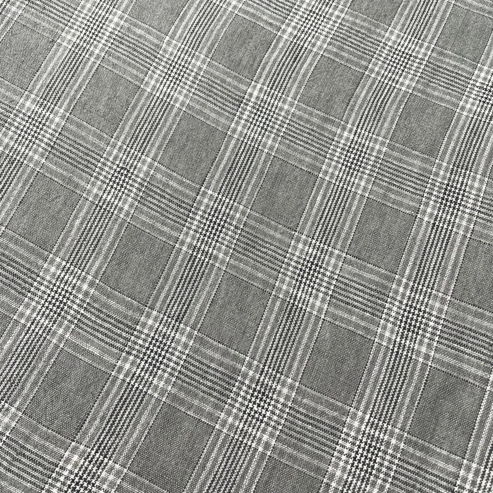 Linen Grey Check Fabric 6634