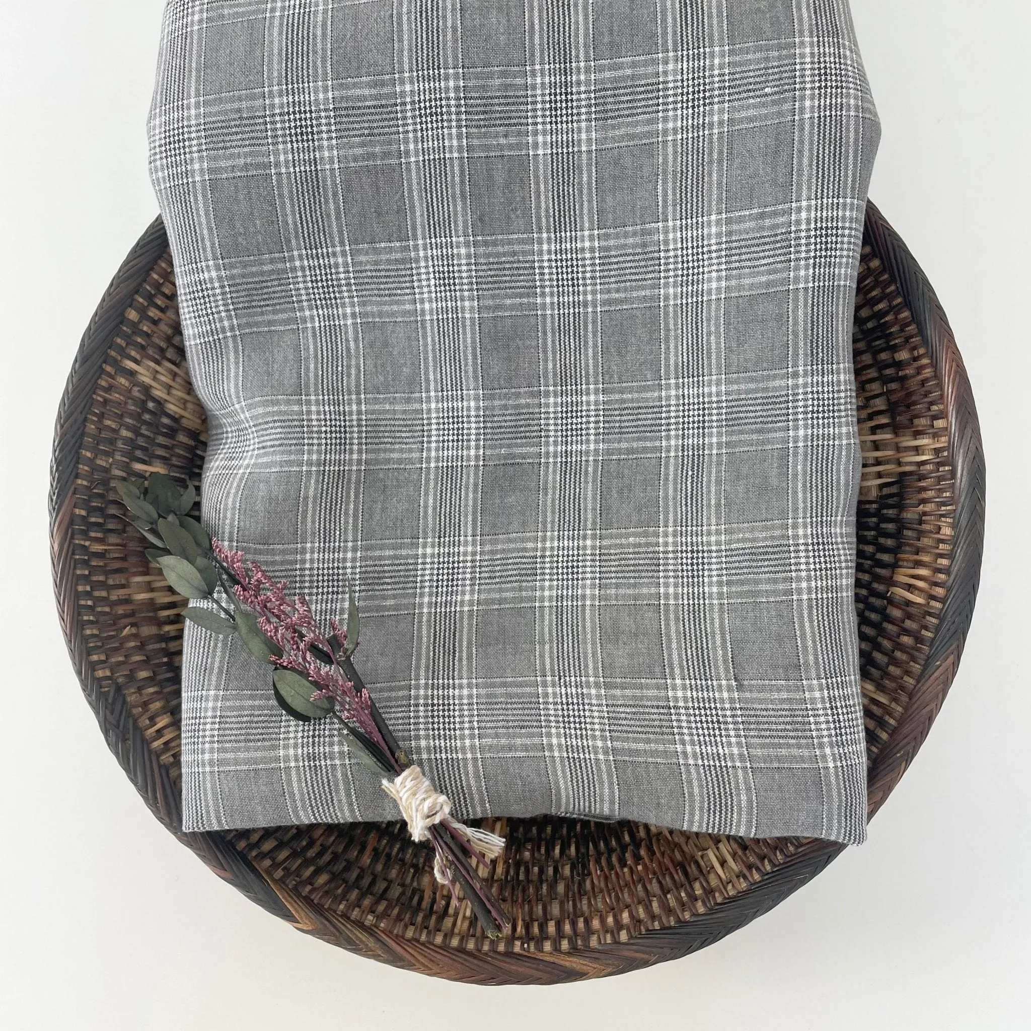 Linen Grey Check Fabric 6634