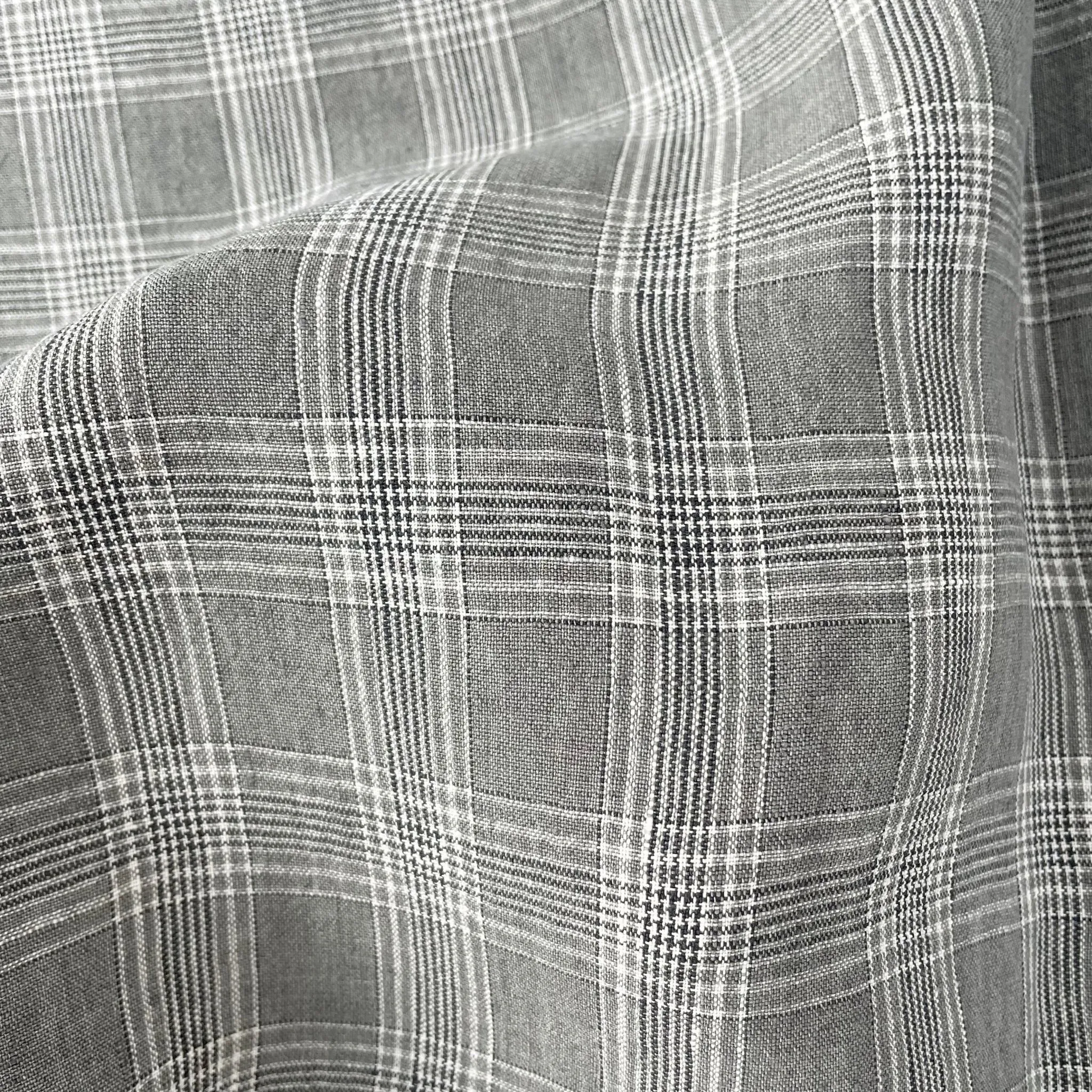 Linen Grey Check Fabric 6634