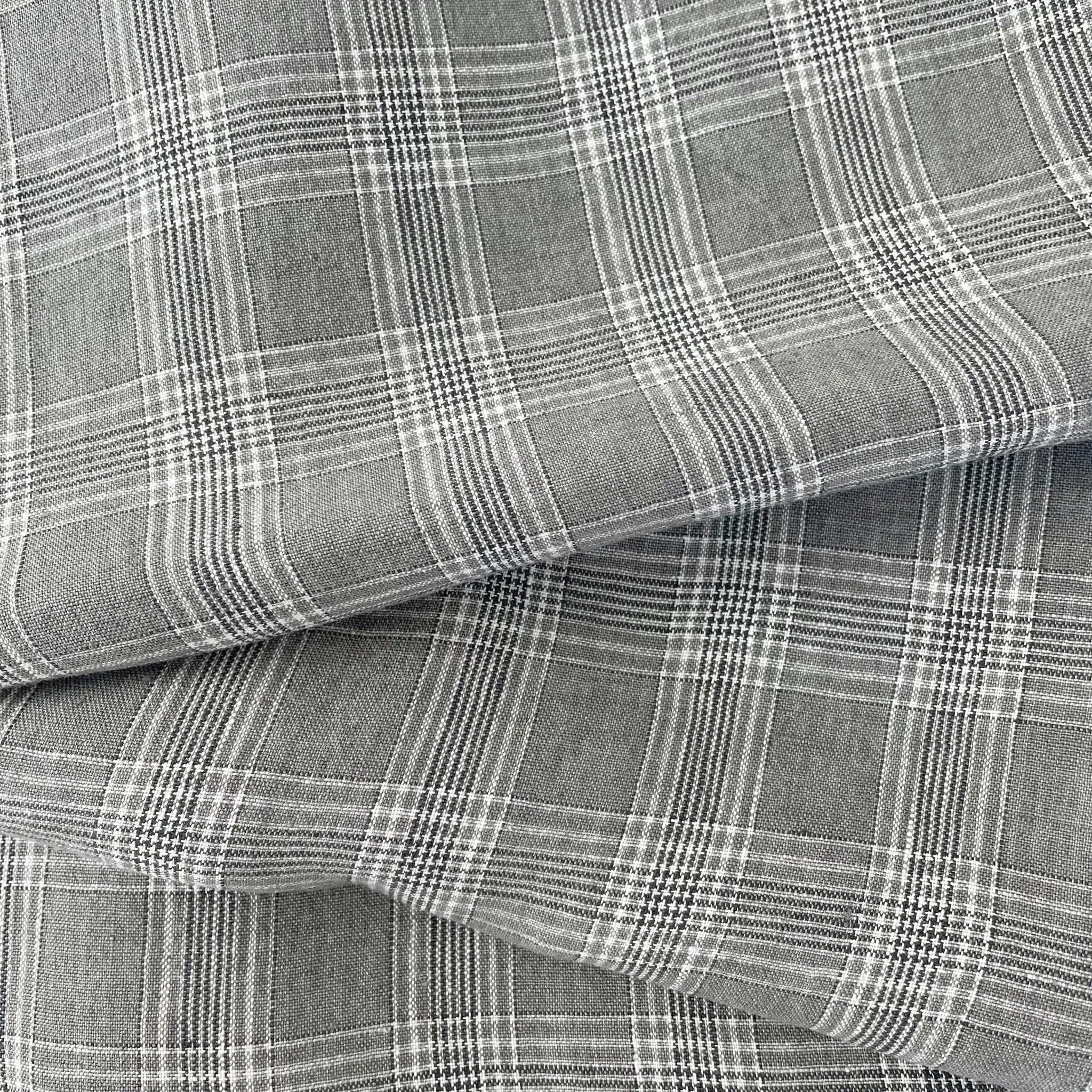 Linen Grey Check Fabric 6634