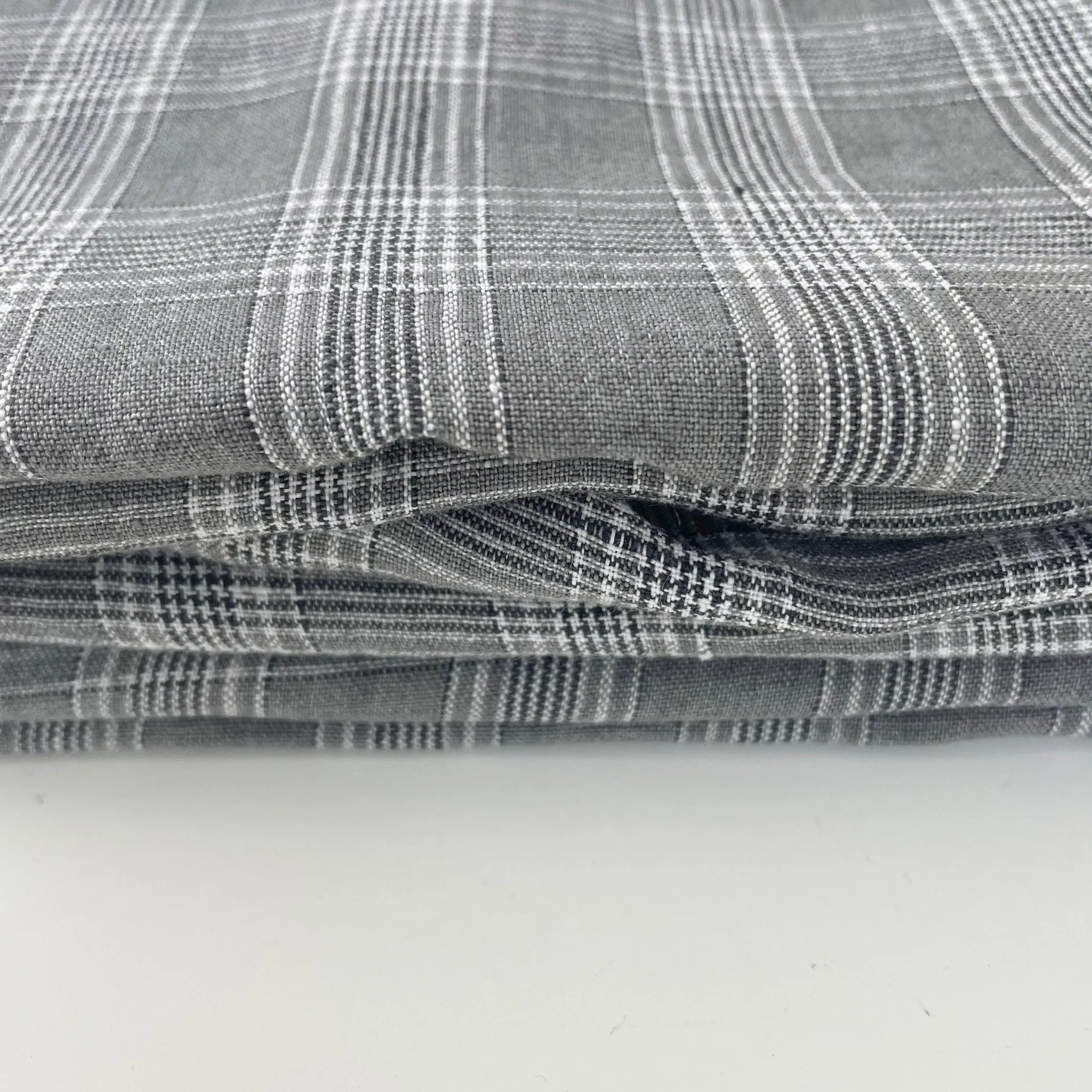 Linen Grey Check Fabric 6634