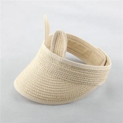 Lovely Smile Summer Empty Top Wide Brim Straw Visor Cap For Baby Props Kids Child Adjustable Cute Sun Hat For Boys Girls