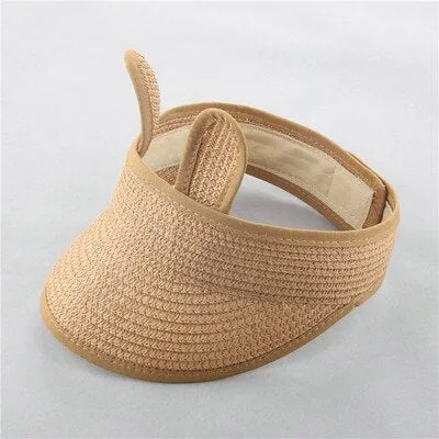 Lovely Smile Summer Empty Top Wide Brim Straw Visor Cap For Baby Props Kids Child Adjustable Cute Sun Hat For Boys Girls