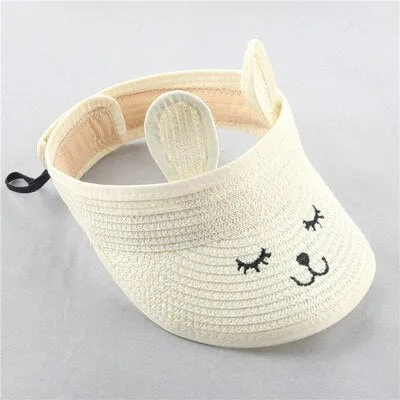 Lovely Smile Summer Empty Top Wide Brim Straw Visor Cap For Baby Props Kids Child Adjustable Cute Sun Hat For Boys Girls