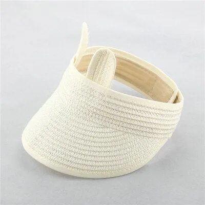 Lovely Smile Summer Empty Top Wide Brim Straw Visor Cap For Baby Props Kids Child Adjustable Cute Sun Hat For Boys Girls