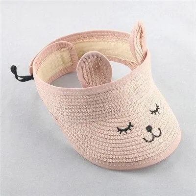 Lovely Smile Summer Empty Top Wide Brim Straw Visor Cap For Baby Props Kids Child Adjustable Cute Sun Hat For Boys Girls