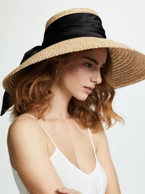 Mirabel satin-trimmed straw hat