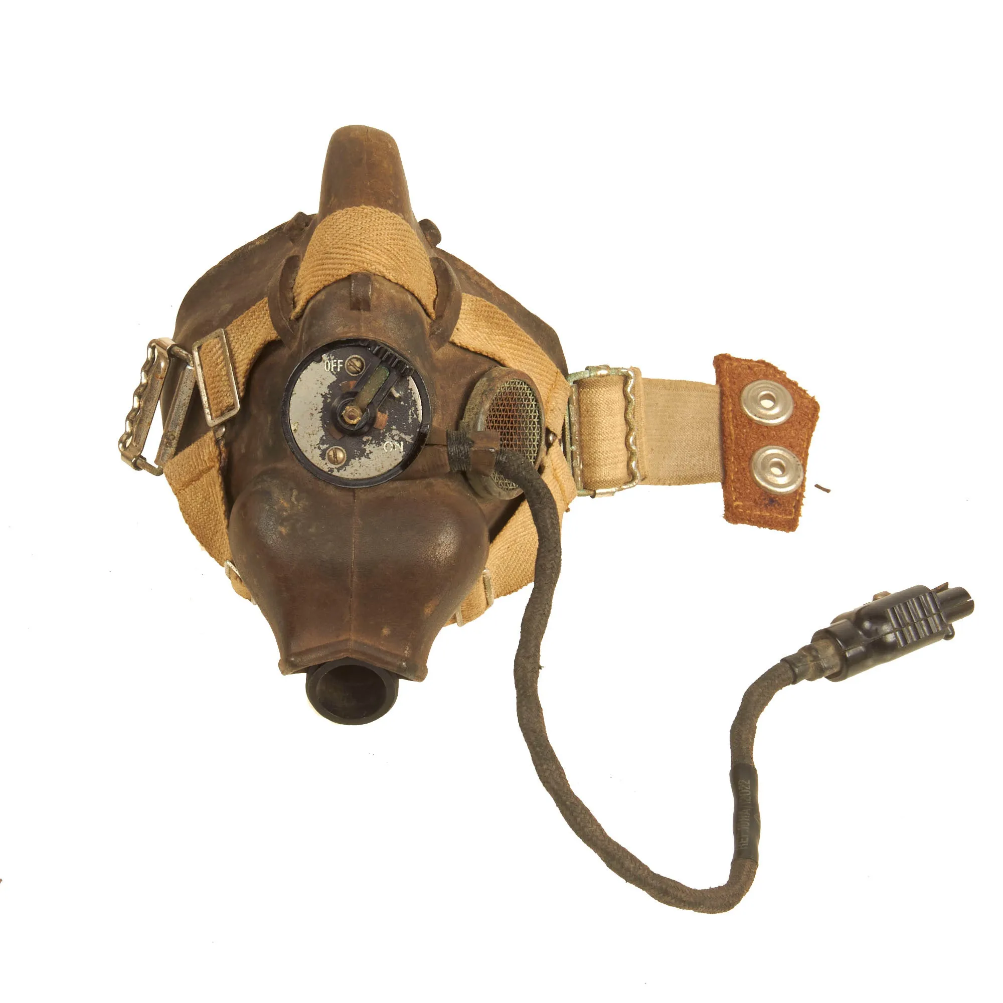 Original British WWII RAF Type E Flying Helmet with Mk VIII Goggles and M.T.L.L. No2 Throat Microphone