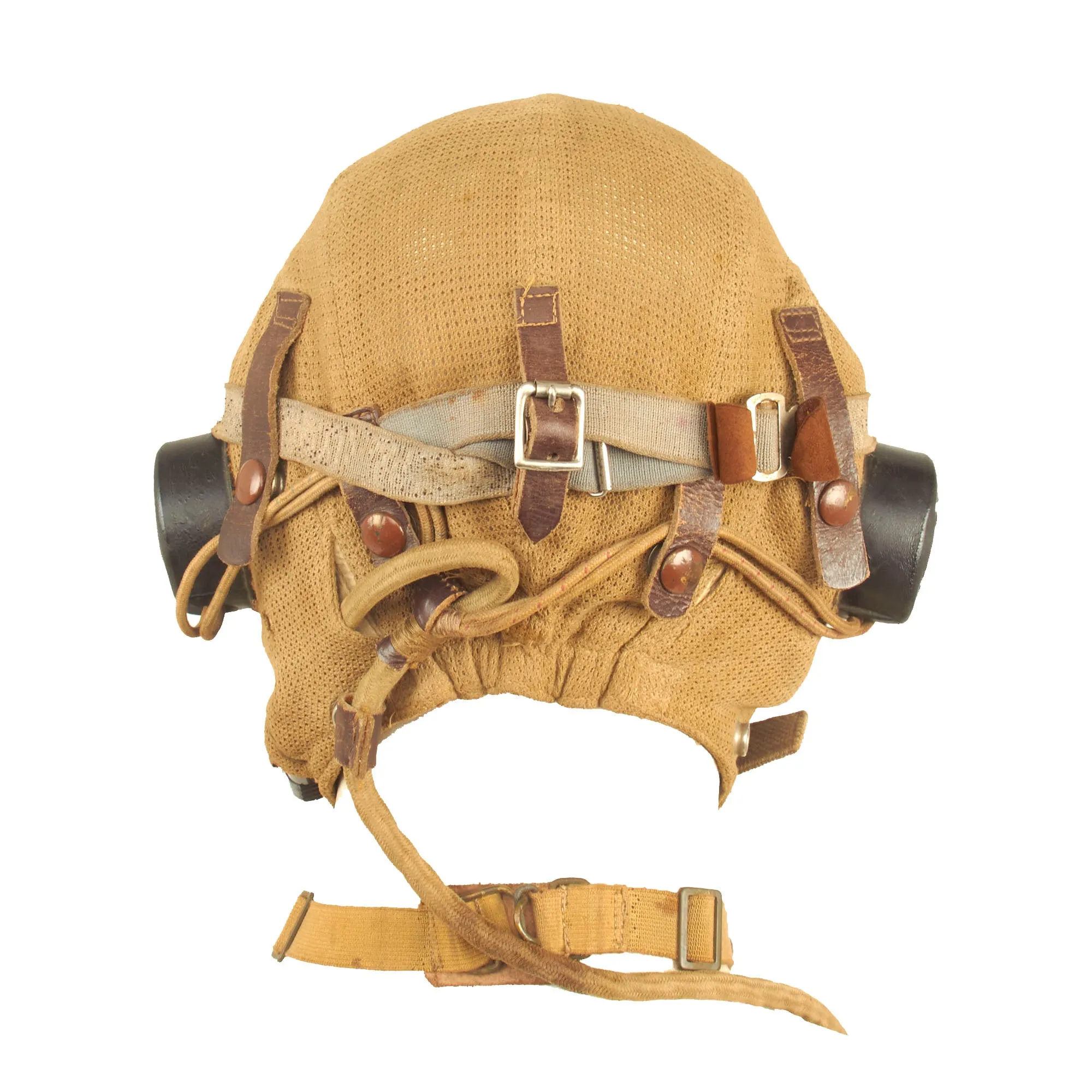 Original British WWII RAF Type E Flying Helmet with Mk VIII Goggles and M.T.L.L. No2 Throat Microphone