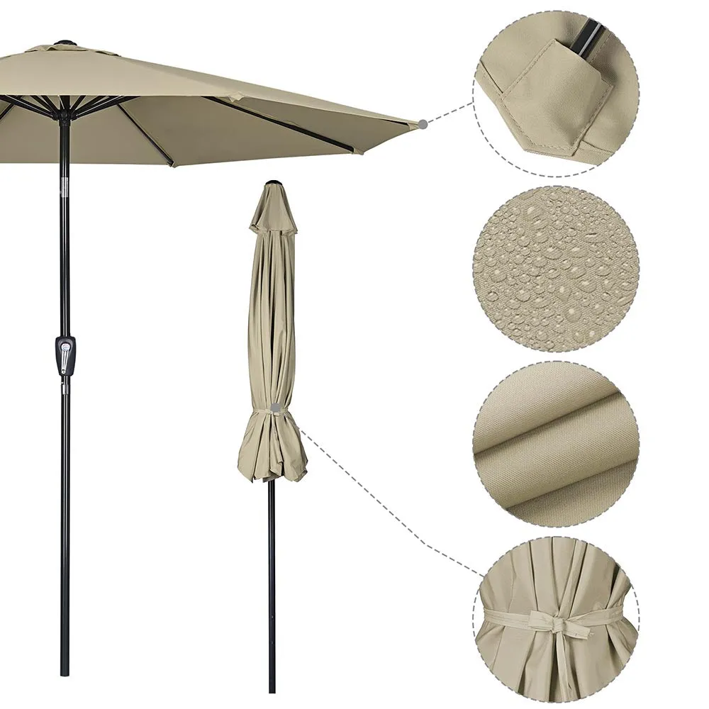 Patio Umbrella Tilt 9ft 8-Rib 220 gsm Canopy UV50 