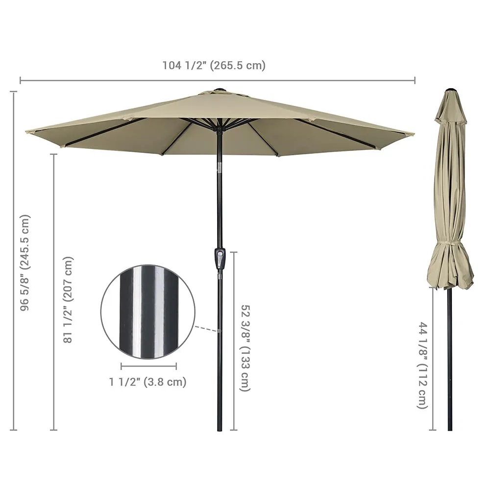 Patio Umbrella Tilt 9ft 8-Rib 220 gsm Canopy UV50 