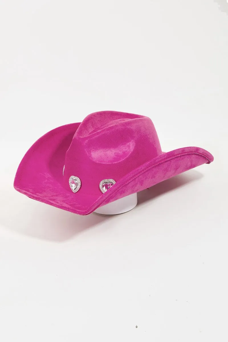 Rhinestone Pave Heart Cowboy Hat