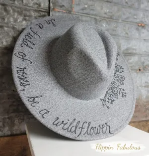 Roses Hand Burned Wide Brim Hat