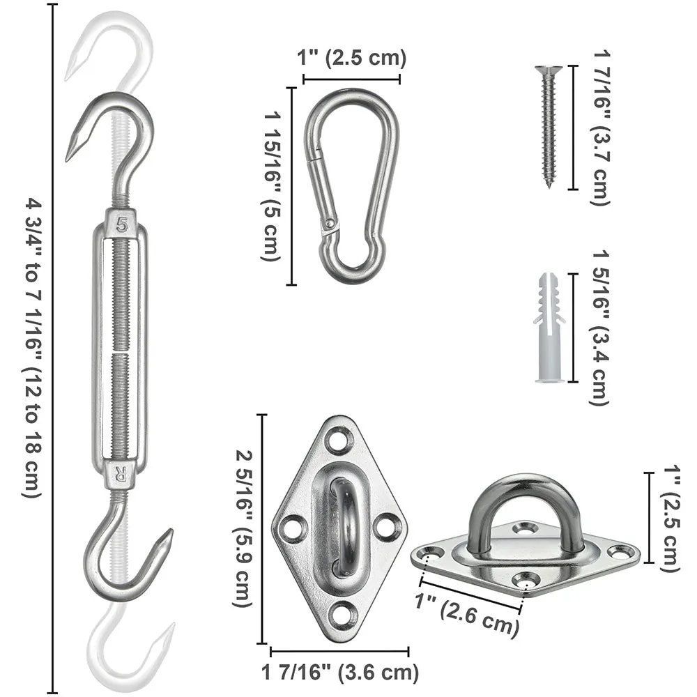 Stainless Steel Pad Eye Turnbuckle Carabiner, 8 Hardware Kit