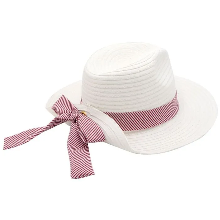 Striped Bow Fedora Hat