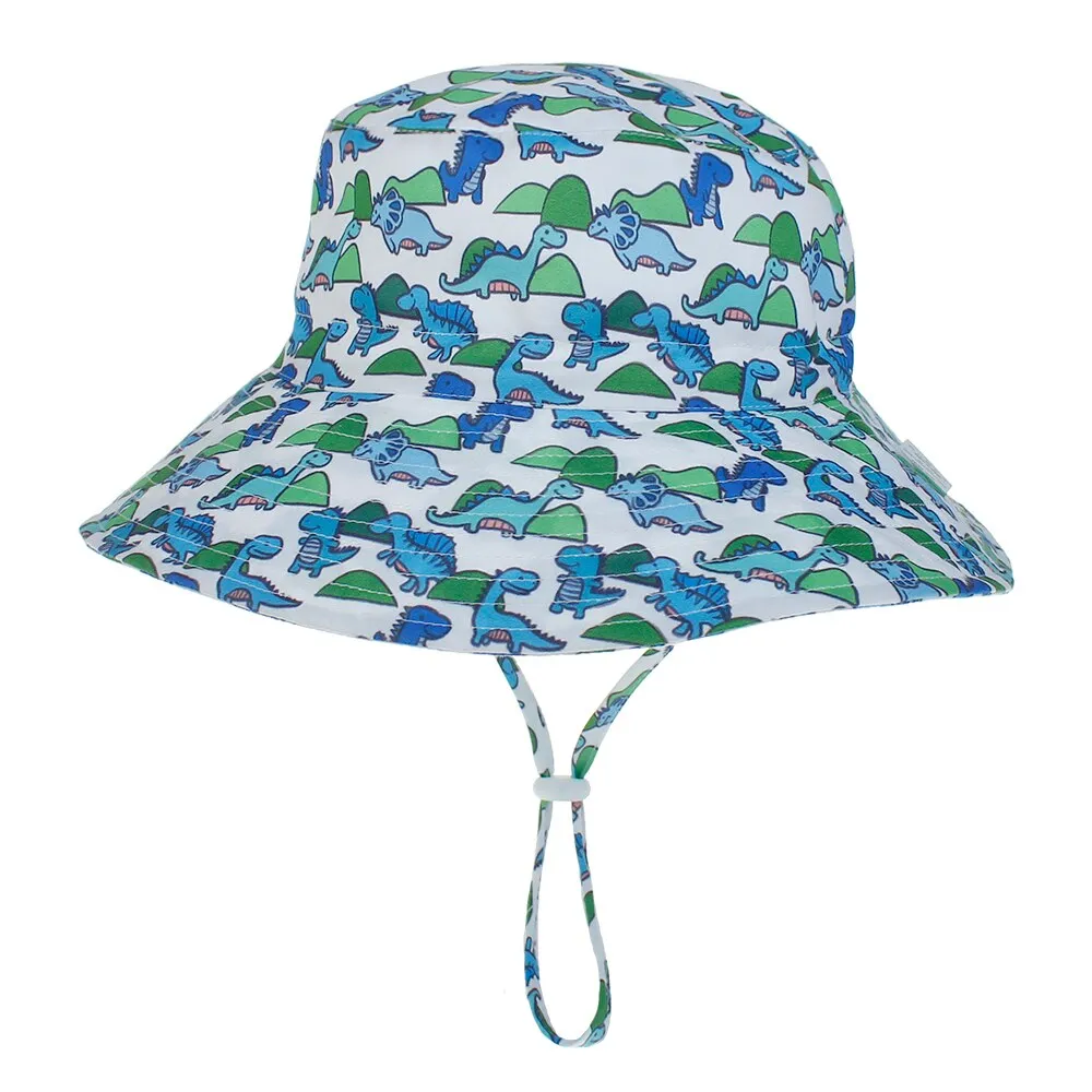 Summer Outdoor UV Protection Bucket Hat for Baby Kids Wide Brim  Beach Sun Hat Adjustable Chin Strap Cap for 0-8 Years Girl Boy