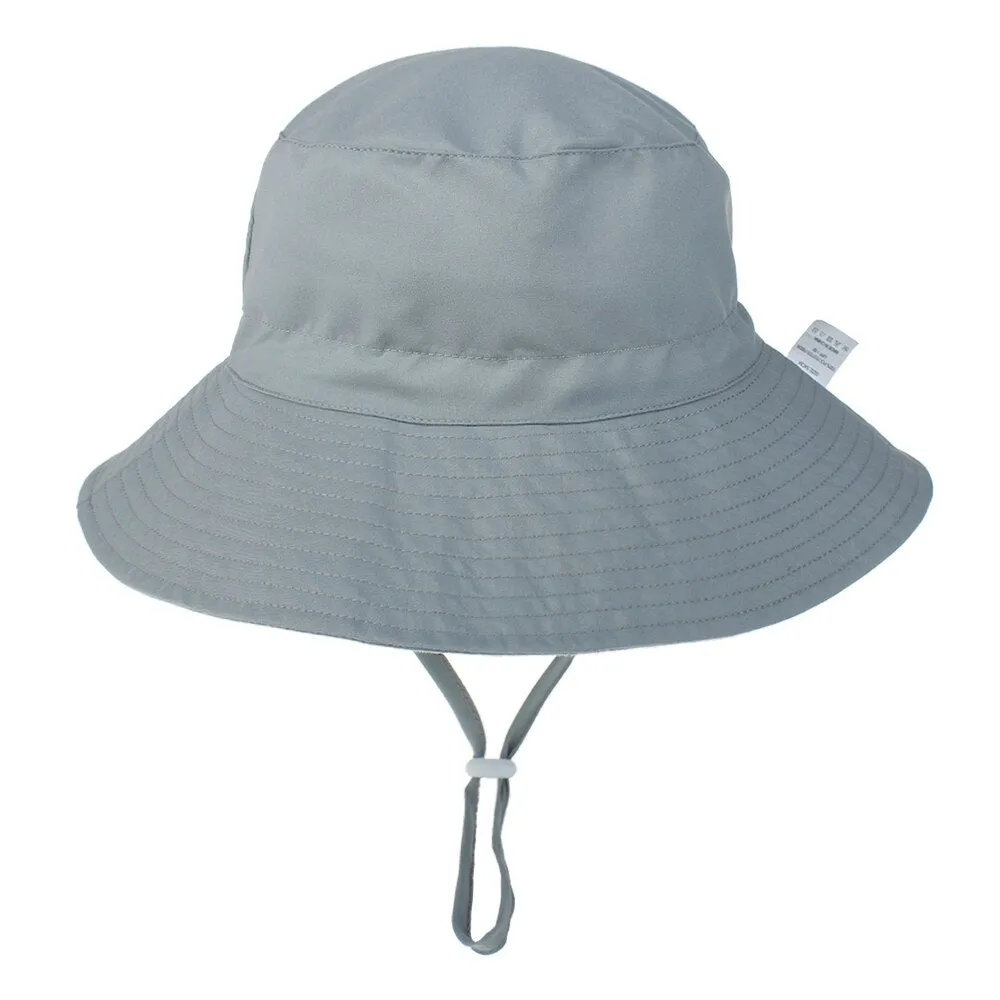 Summer Outdoor UV Protection Bucket Hat for Baby Kids Wide Brim  Beach Sun Hat Adjustable Chin Strap Cap for 0-8 Years Girl Boy