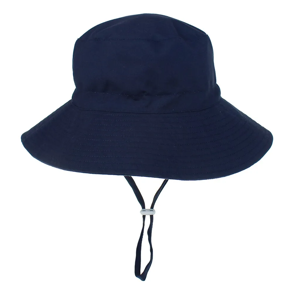 Summer Outdoor UV Protection Bucket Hat for Baby Kids Wide Brim  Beach Sun Hat Adjustable Chin Strap Cap for 0-8 Years Girl Boy