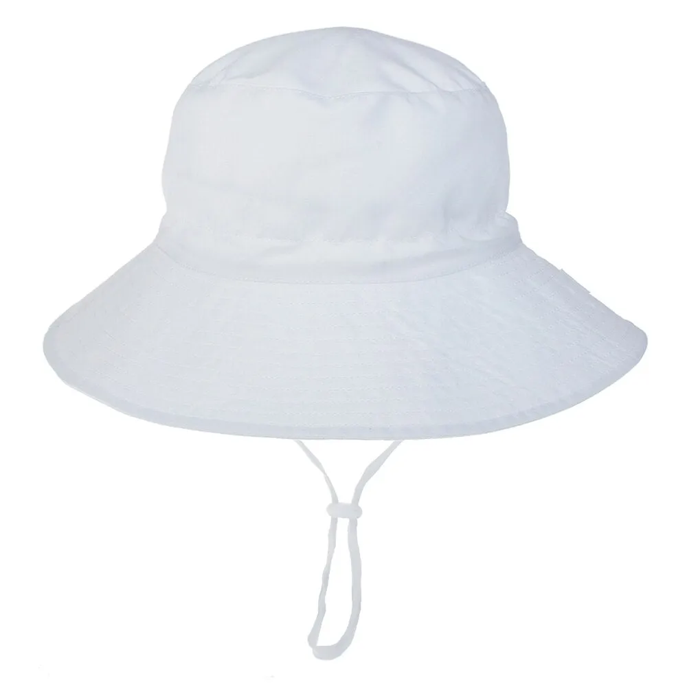 Summer Outdoor UV Protection Bucket Hat for Baby Kids Wide Brim  Beach Sun Hat Adjustable Chin Strap Cap for 0-8 Years Girl Boy