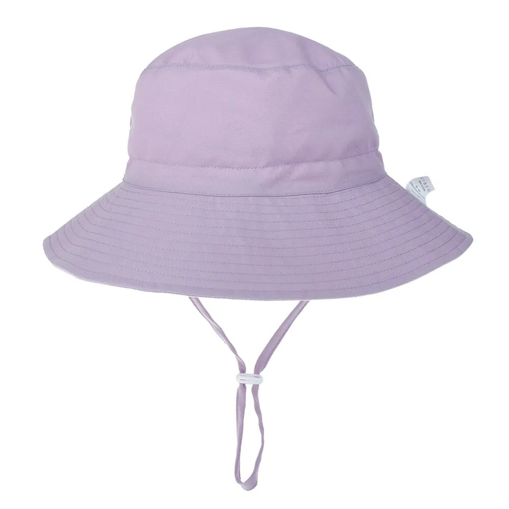 Summer Outdoor UV Protection Bucket Hat for Baby Kids Wide Brim  Beach Sun Hat Adjustable Chin Strap Cap for 0-8 Years Girl Boy