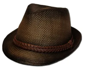 Unisex Structured Ombre 100% Paper Braided Band Fedora Hat