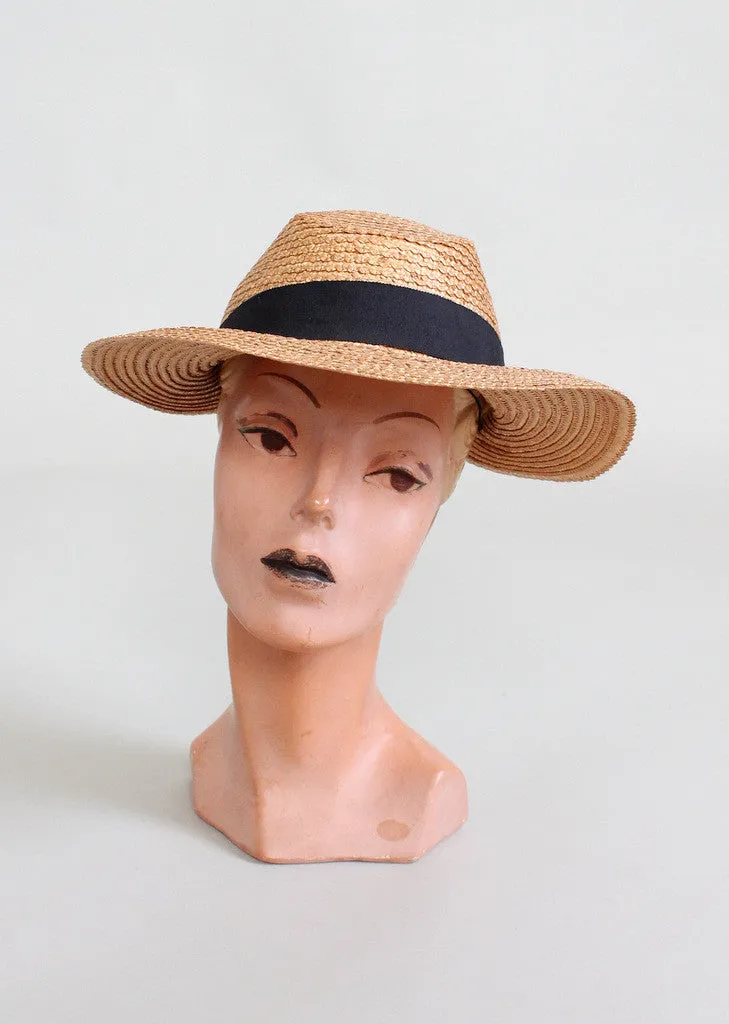 Vintage Early 1940s Summer Weekend Straw Hat