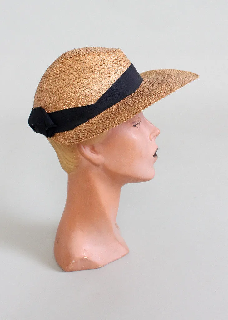 Vintage Early 1940s Summer Weekend Straw Hat